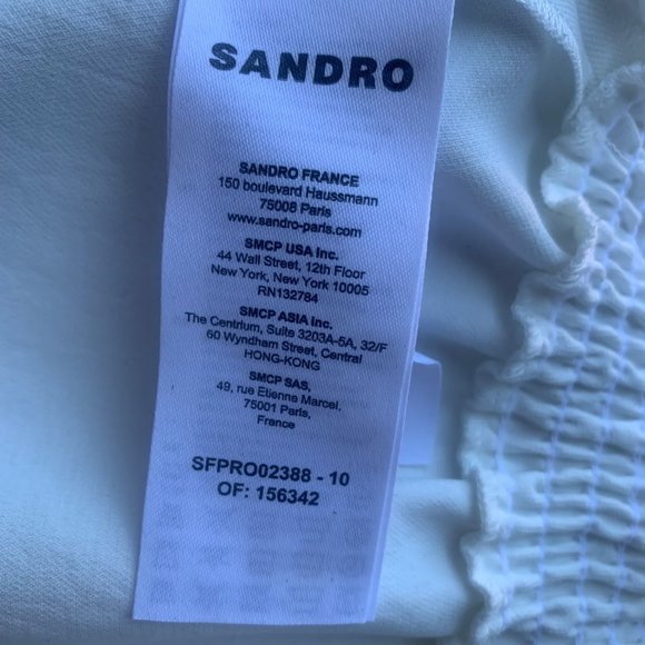 Sandro Lylie Button Front White Dress Cinched Waist - Picture 4 of 5